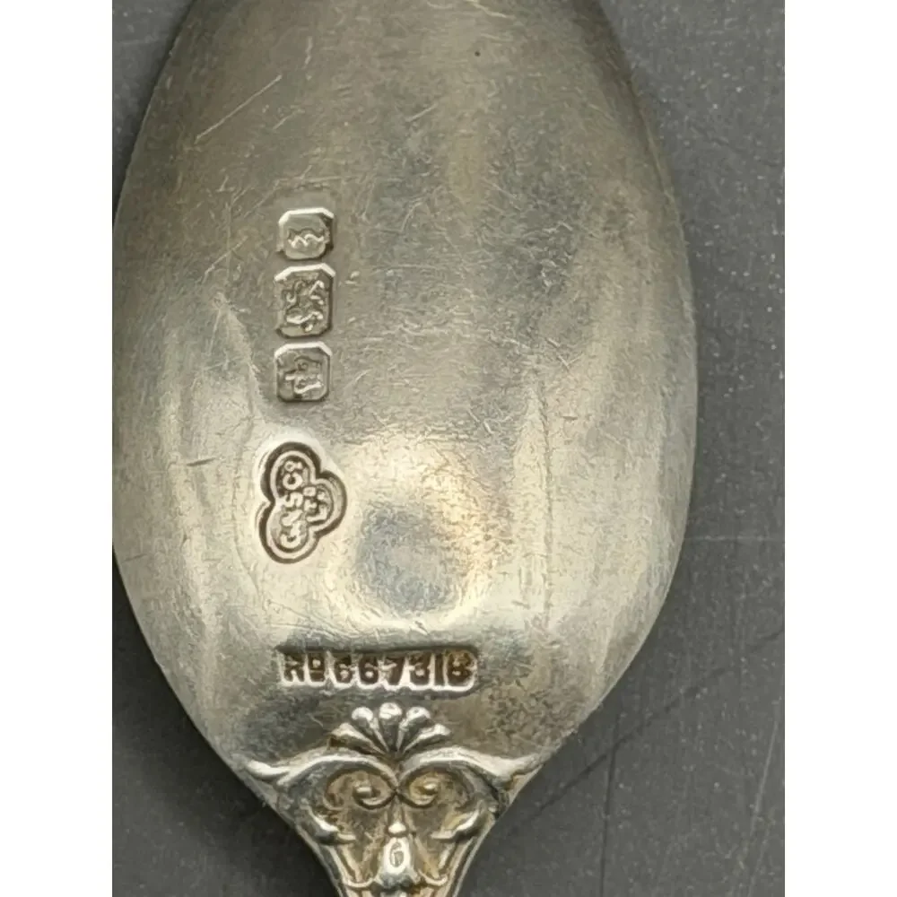 Antique 1917 Sheffield England Set of 6 Demitasse Spoons in box